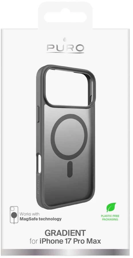 „Puro“ gradientinis TPU „MagSafe“ suderinamas dėklas, skirtas „iPhone 17 Pro Max“ – pilkas
