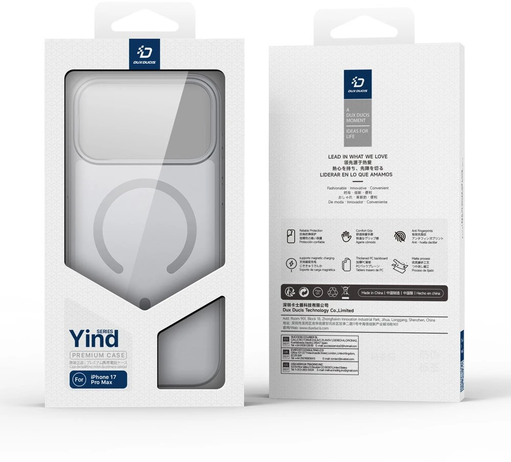 „Dux Ducis Yind iPhone 17 Pro Max“ dėklas, suderinamas su „MagSafe“ – pilkas