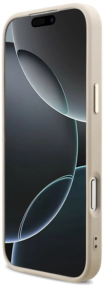 Guess PU Leather 4G Triangle Logo Gold Frame MagSafe dėklas skirtas Apple iPhone 17 Pro Max rožinės spalvos