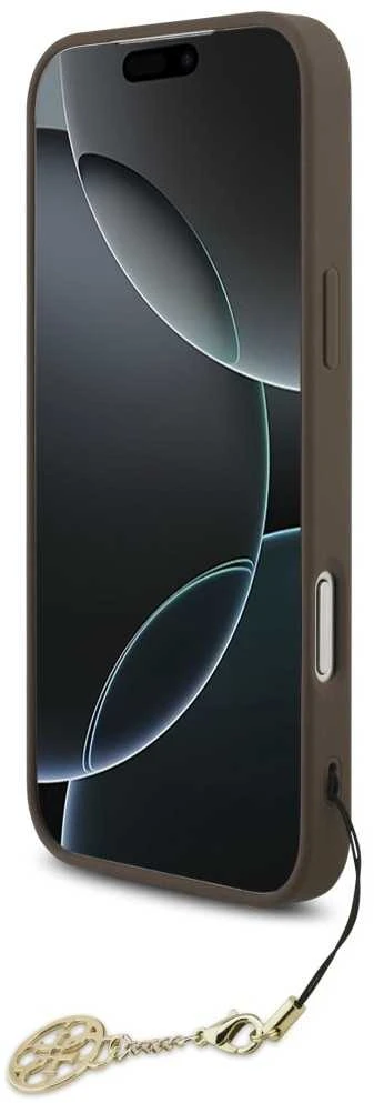Guess 4G Charm dėklas skirtas Apple iPhone 17 Pro Max Tone on Tone rudos spalvos