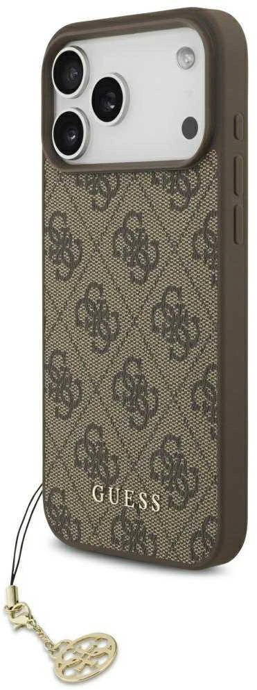 Guess 4G Charm dėklas skirtas Apple iPhone 17 Pro Max Tone on Tone rudos spalvos