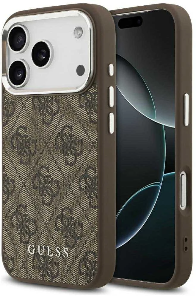 Dėklas Guess 4G Classic Logo MagSafe skirtas Apple iPhone 17 Pro Max rudos spalvos