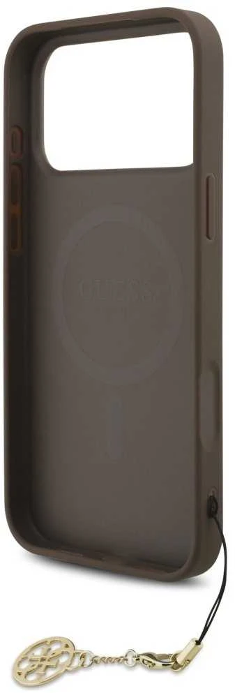 Guess 4G Charm dėklas skirtas Apple iPhone 17 Pro Max Tone on Tone rudos spalvos