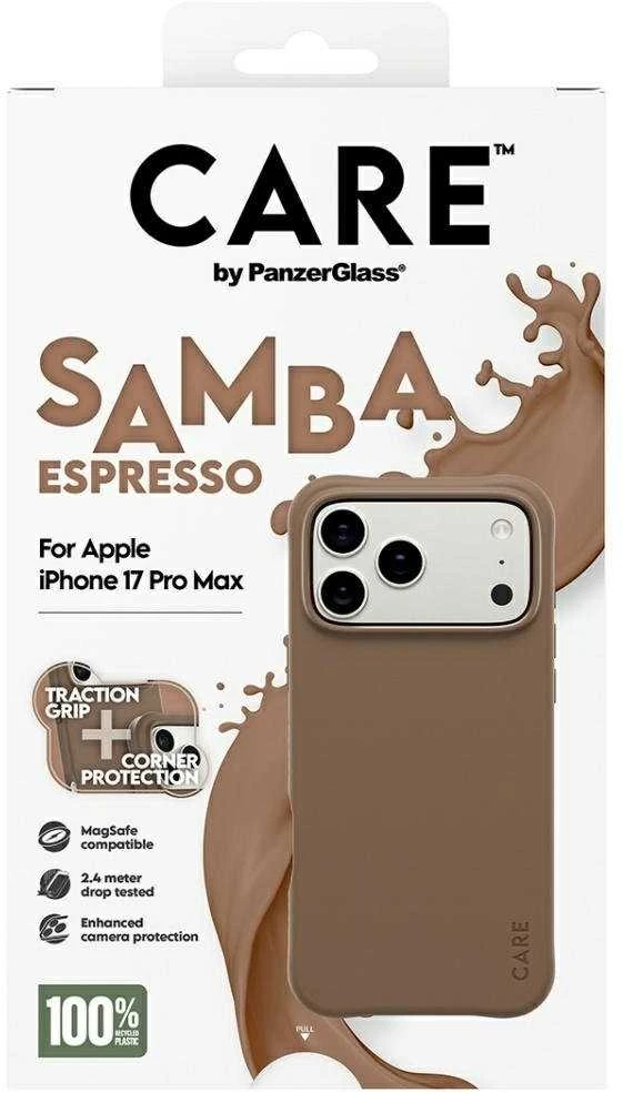 „Panzer Glass CARE by PanzerGlass“ madingas „Samba MagSafe“ dėklas, skirtas „iPhone 17 Pro Max“ – rudas