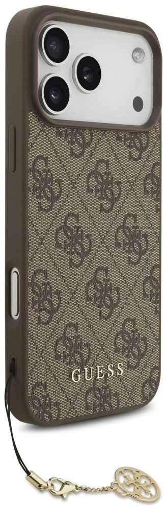 Guess 4G Charm dėklas skirtas Apple iPhone 17 Pro Max Tone on Tone rudos spalvos