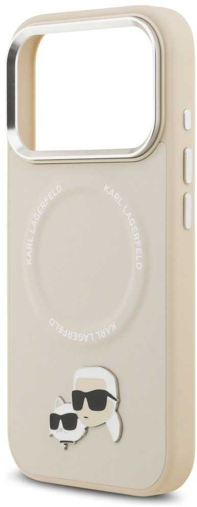 Karl Lagerfeld Karl & Choupette Pins MagSafe dėklas skirtas Apple iPhone 17 Pro Max rusvai gelsvas