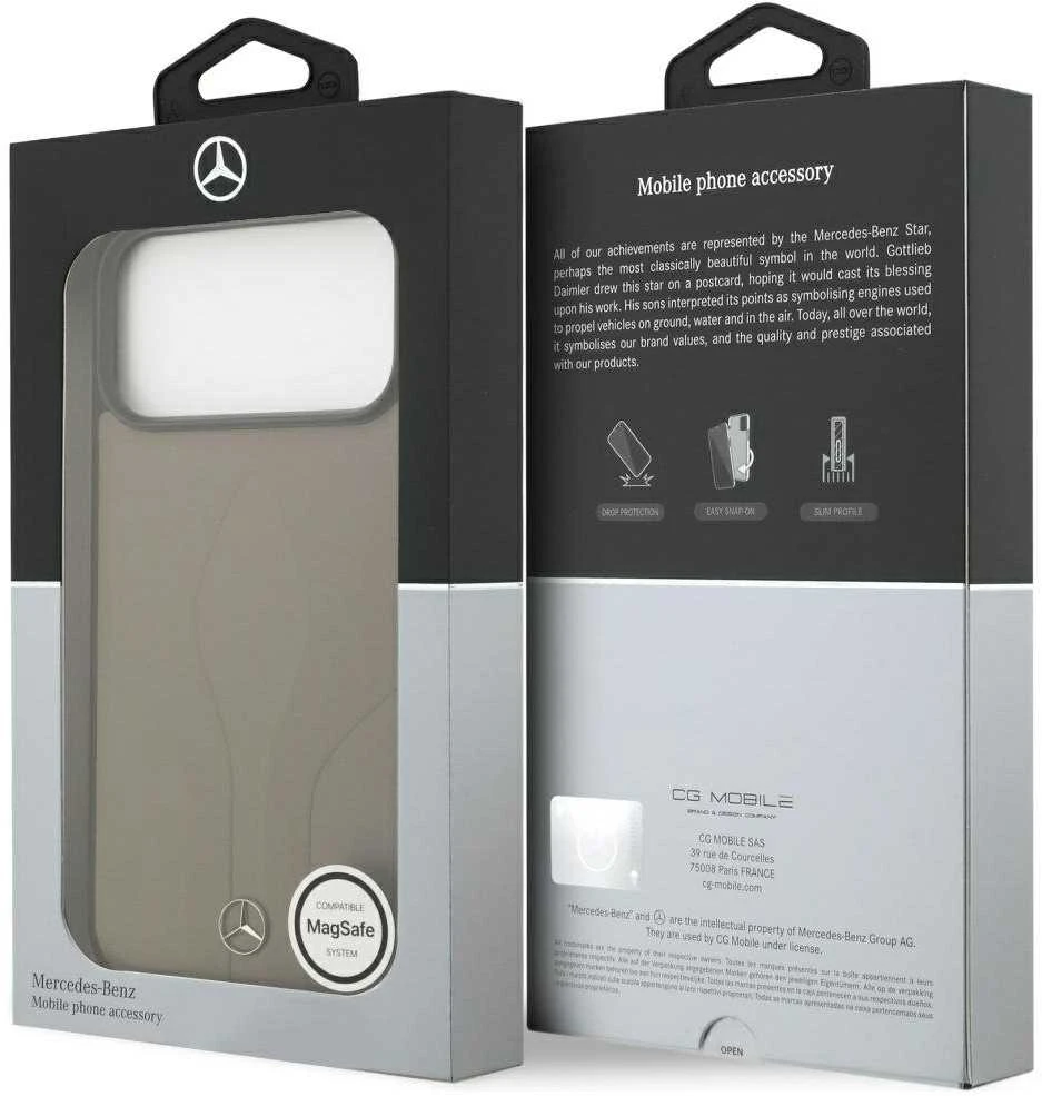 Dėklas Mercedes Leather The Move MagSafe skirtas Apple iPhone 17 Pro Max taupe