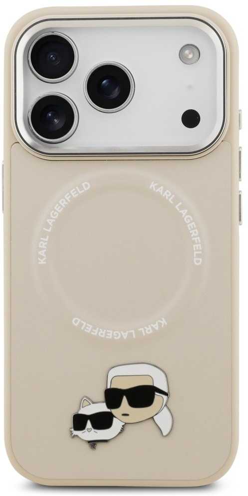 Karl Lagerfeld Karl & Choupette Pins MagSafe dėklas skirtas Apple iPhone 17 Pro Max rusvai gelsvas