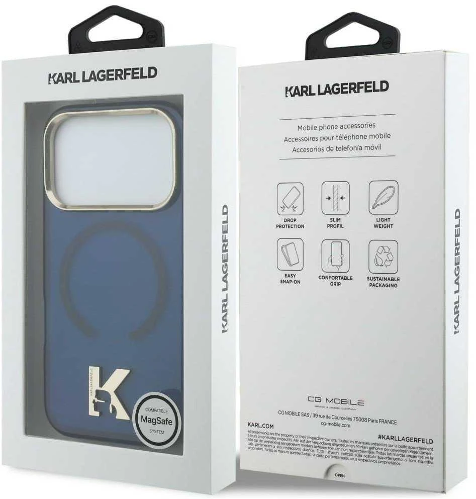 „Karl Lagerfeld IML K“ galvos logotipo „MagSafe“ dėklas, skirtas „iPhone 17 Pro“ - Mėlyna