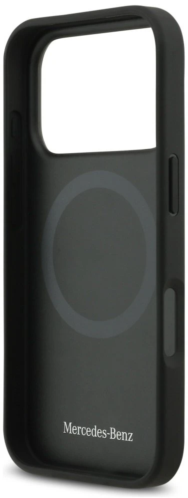Dėklas Mercedes Leather Laurel Leaves Stripes MagSafe Apple iPhone 17 Pro mėlynas