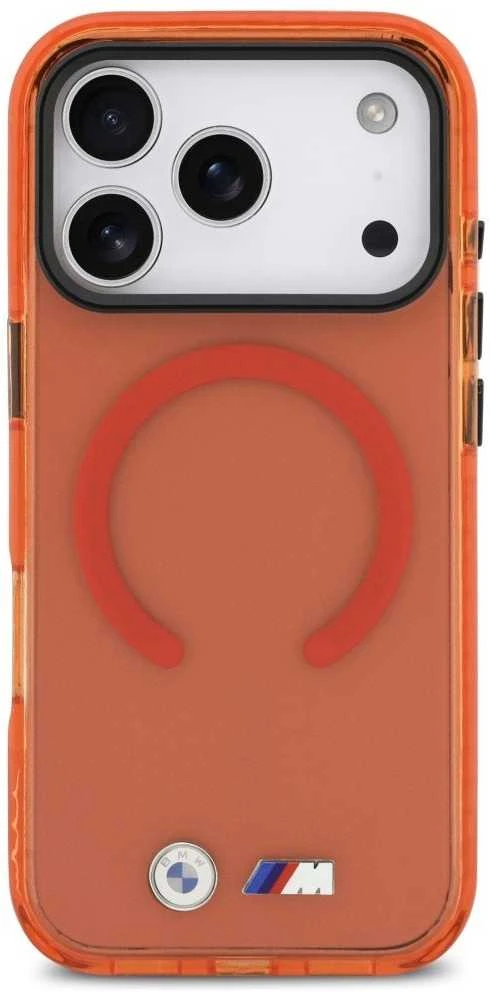 Dėklas BMW M IML Shockproof Metal Logos MagSafe Case for iPhone 17 Pro - Pro Oranžinis