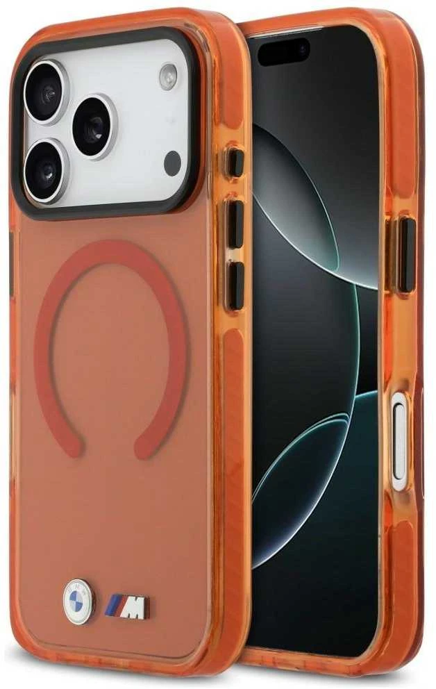 Dėklas BMW M IML Shockproof Metal Logos MagSafe Case for iPhone 17 Pro - Pro Oranžinis