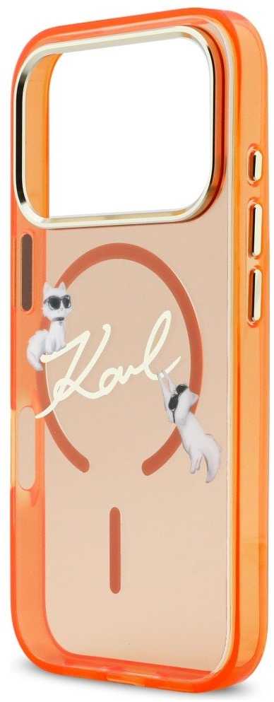 Dėklas Karl Lagerfeld IML Choupettes Karl Script Logo MagSafe Case for iPhone 17 Pro - Oranžinis