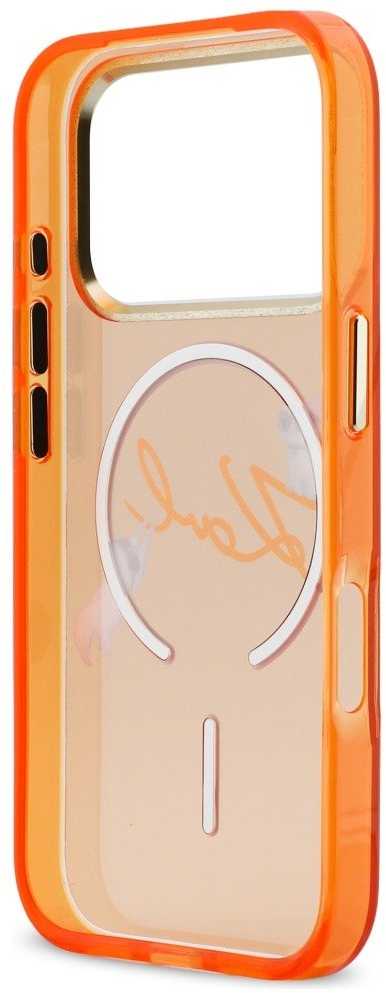 Dėklas Karl Lagerfeld IML Choupettes Karl Script Logo MagSafe Case for iPhone 17 Pro - Oranžinis