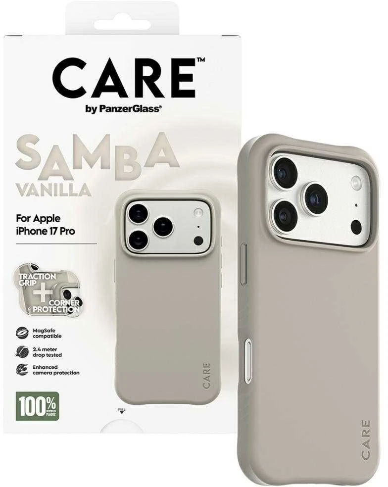 „Panzer Glass CARE by PanzerGlass“ madingas „Samba MagSafe“ dėklas, skirtas „iPhone 17 Pro“ – pilkas