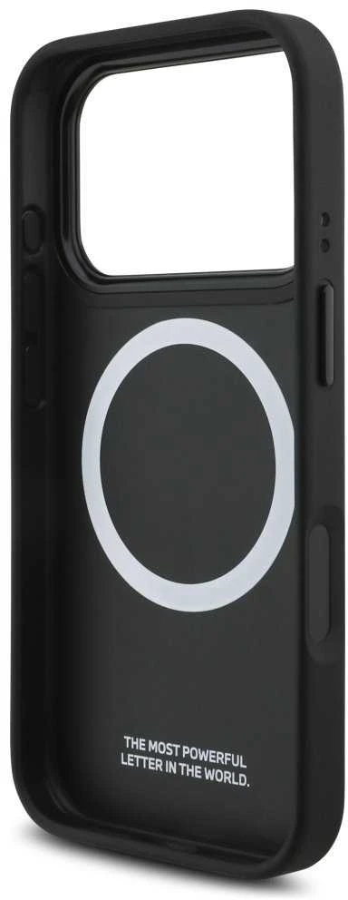 Dėklas BMW M Perforated Stripe Logo MagSafe Apple iPhone 17 Pro pilka
