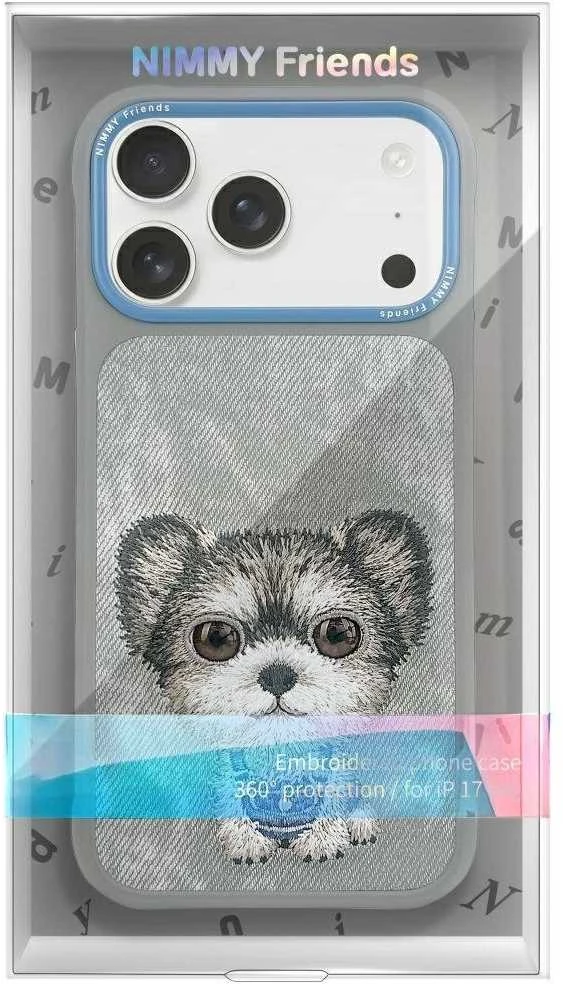 Dėklas Nimmy Big Eyed Pet 2.0 Dog skirtas Apple iPhone 17 Pro pilkos spalvos