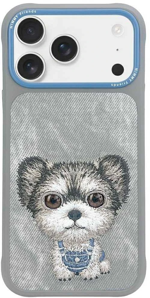 Dėklas Nimmy Big Eyed Pet 2.0 Dog skirtas Apple iPhone 17 Pro pilkos spalvos