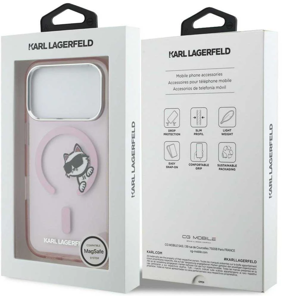 Dėklas Karl Lagerfeld IML Peekaboo MagSafe Case for iPhone 17 Pro - Rožinė