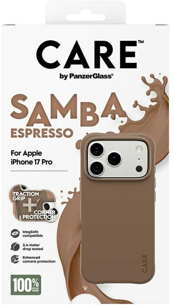 „Panzer Glass CARE by PanzerGlass“ madingas „Samba MagSafe“ dėklas, skirtas „iPhone 17 Pro“ – rudas