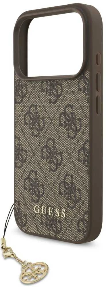 Guess 4G Charm dėklas skirtas Apple iPhone 17 Pro Tone on Tone rudos spalvos