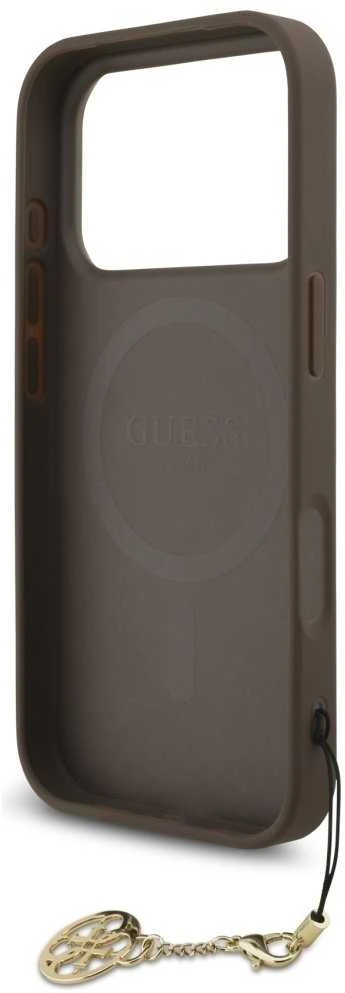 Guess 4G Charm dėklas skirtas Apple iPhone 17 Pro Tone on Tone rudos spalvos