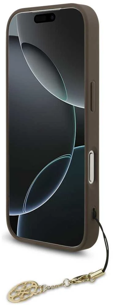 Guess 4G Charm dėklas skirtas Apple iPhone 17 Pro Tone on Tone rudos spalvos