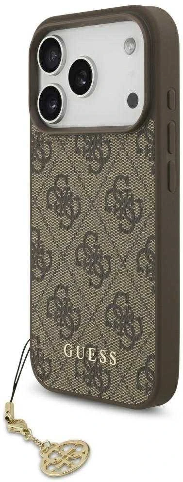 Guess 4G Charm dėklas skirtas Apple iPhone 17 Pro Tone on Tone rudos spalvos