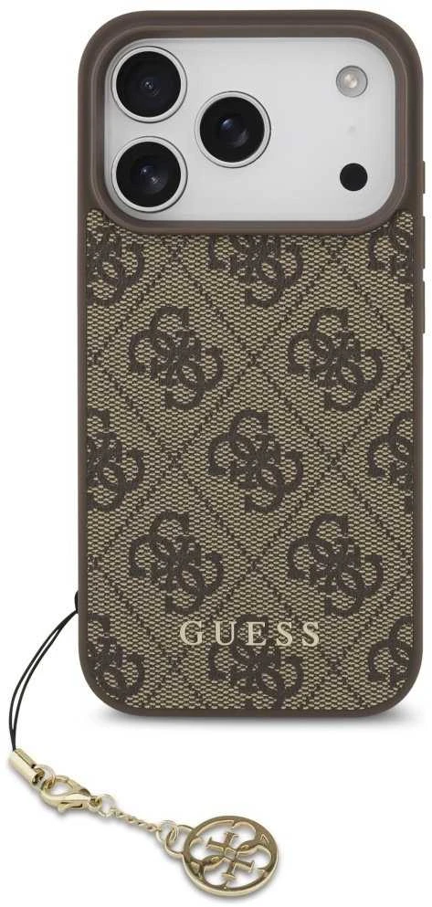 Guess 4G Charm dėklas skirtas Apple iPhone 17 Pro Tone on Tone rudos spalvos
