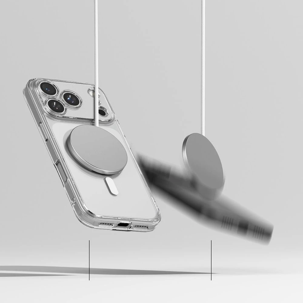 Ringke Fusion Magnetic MagSafe dėklas skirtas iPhone 17 Pro – skaidrus