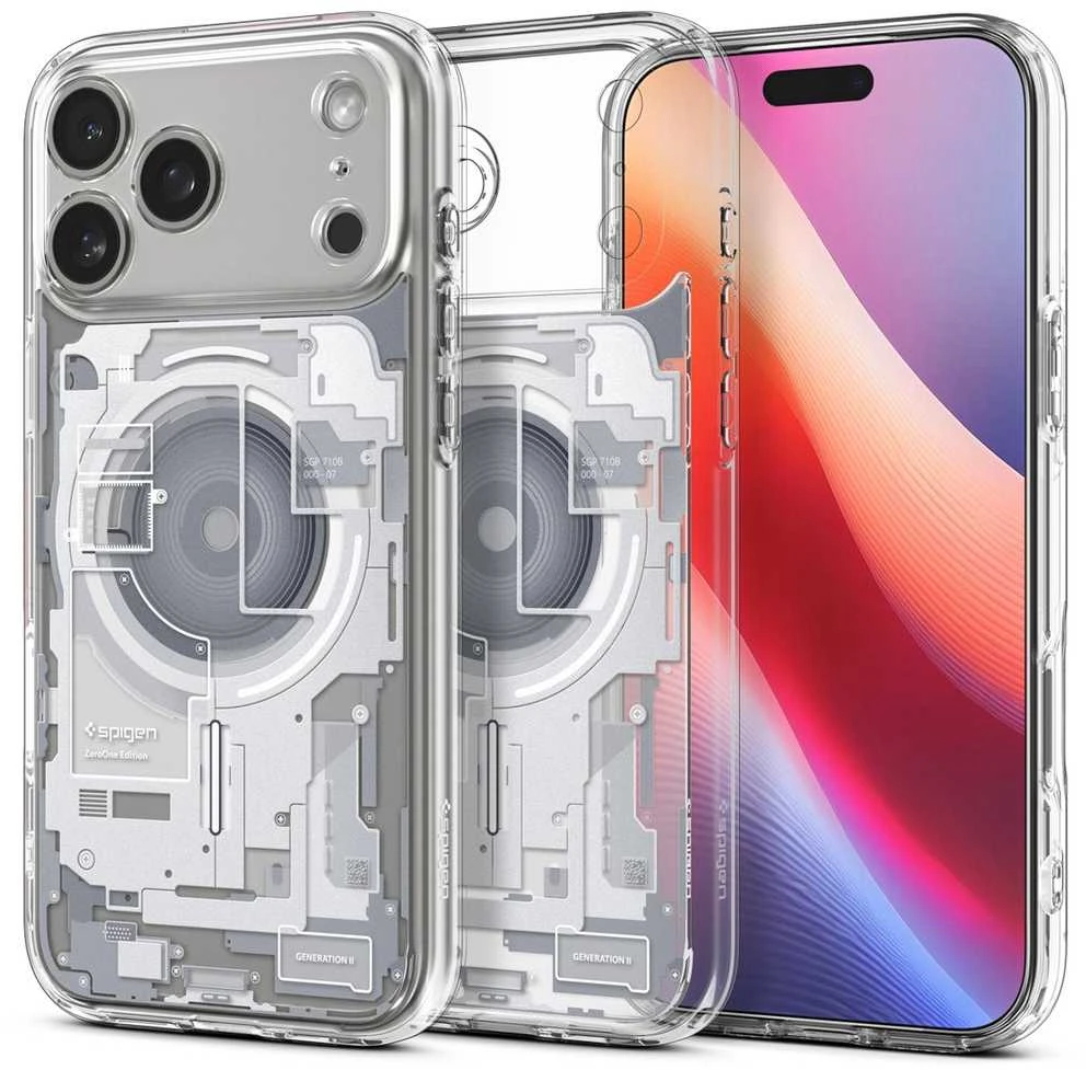 Spigen Ultra Hybrid MagSafe dėklas skirtas Apple iPhone 17 Pro Zero One – baltos spalvos