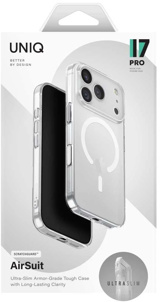 UNIQ Airsuit Dėklas Apple iPhone 17 Pro Magclick Charging skaidrus