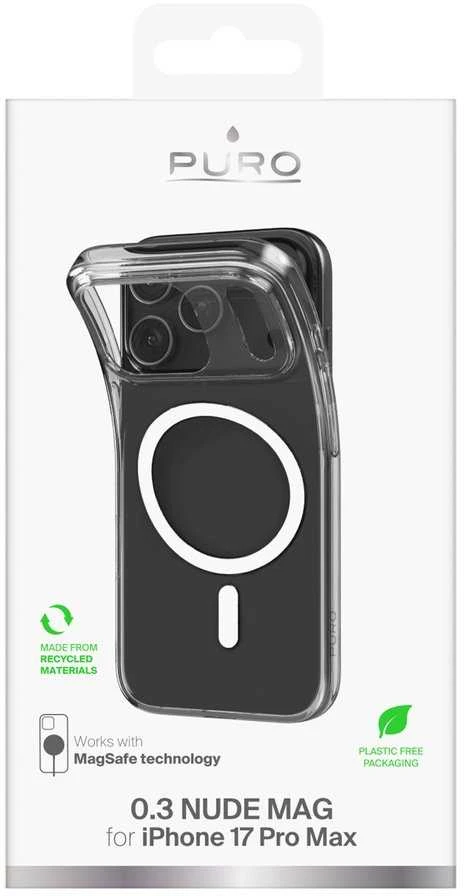 Puro 0.3 MAG Ultra-Slim TPU Dėklas suderinamas su MagSafe skirtas Apple iPhone 17 Pro – skaidrus