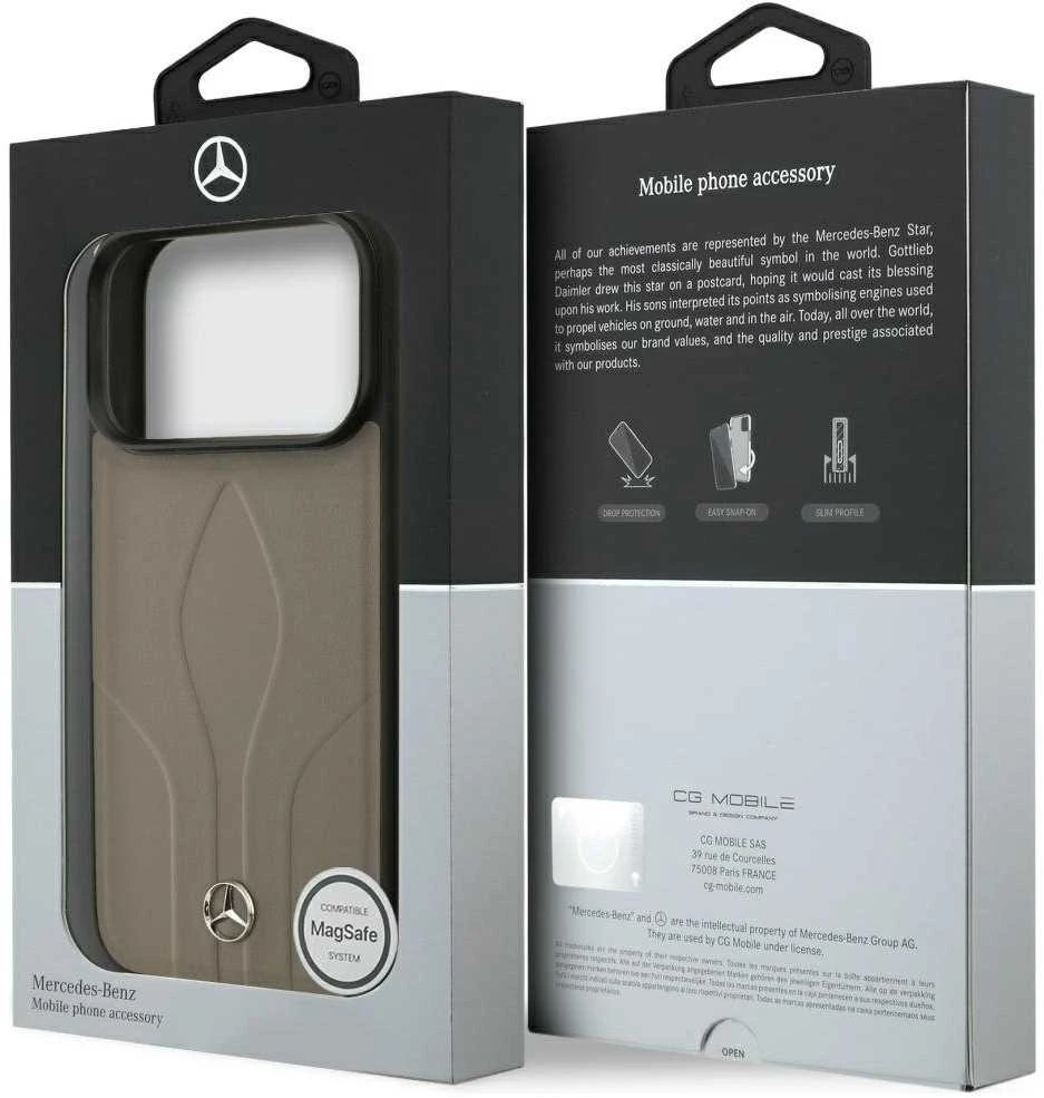 Dėklas Mercedes Leather The Move MagSafe Apple iPhone 17 Pro taupe
