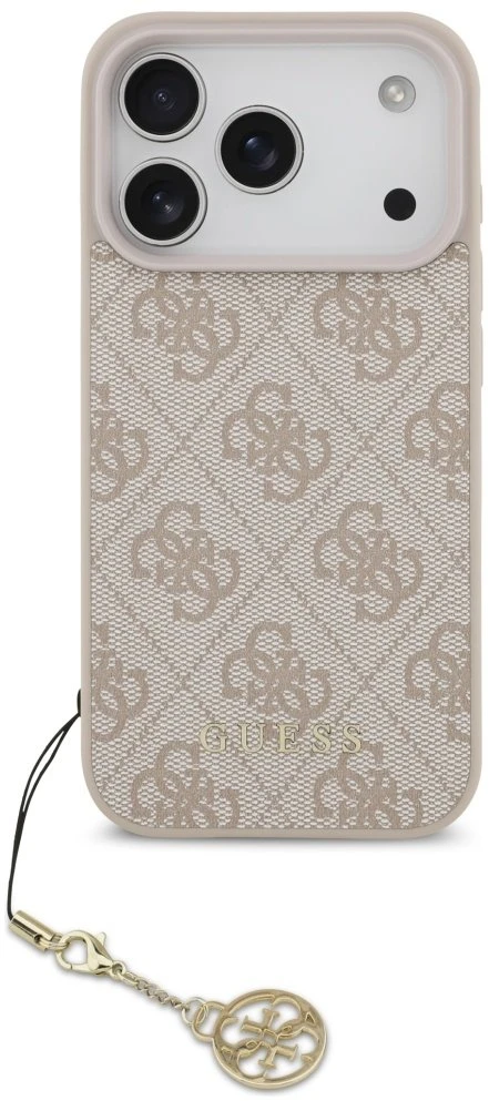 Guess 4G Charm dėklas skirtas Apple iPhone 17 Pro Tone on Tone rožinės spalvos