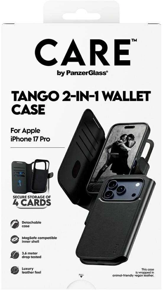 „Panzer Glass CARE by PanzerGlass Feature Tango 2in1“ piniginės dėklas su „MagSafe“ jungtimi, skirtas „iPhone 17 Pro“ – Juodas