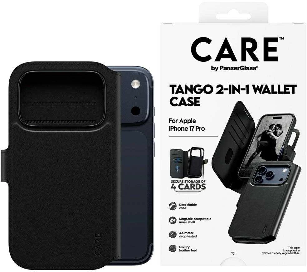 „Panzer Glass CARE by PanzerGlass Feature Tango 2in1“ piniginės dėklas su „MagSafe“ jungtimi, skirtas „iPhone 17 Pro“ – Juodas