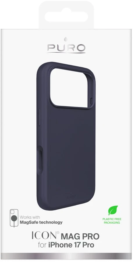 Puro Icon Mag Pro Liquid Silikoninis dėklas for iPhone 17 Pro, MagSafe Compatible, with Camera Protection and Aluminum Mygtukai - Dark Mėlyna