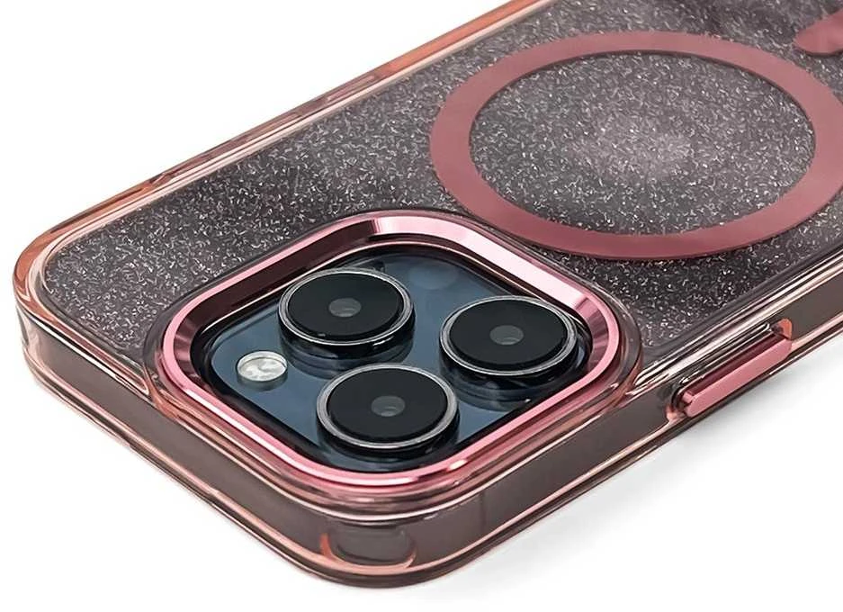 Hurtel Glitter Dėklas MagSafe Compatible skirtas Apple iPhone 17 – rožinės spalvos