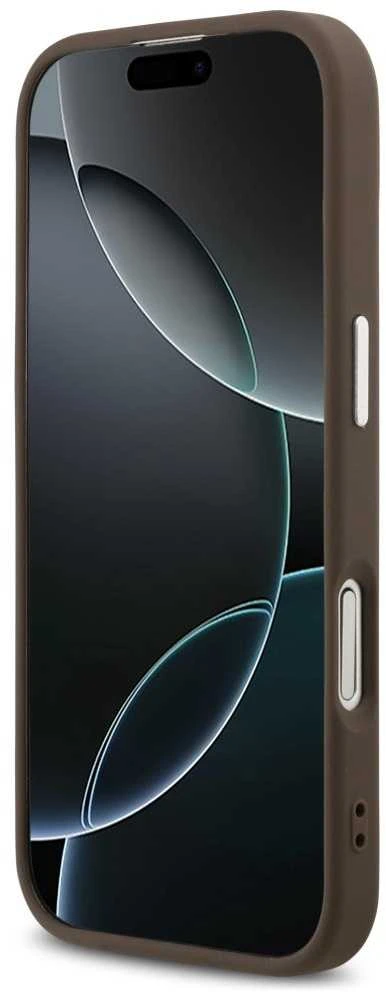 Dėklas Guess 4G Classic Logo MagSafe skirtas Apple iPhone 17 rudos spalvos