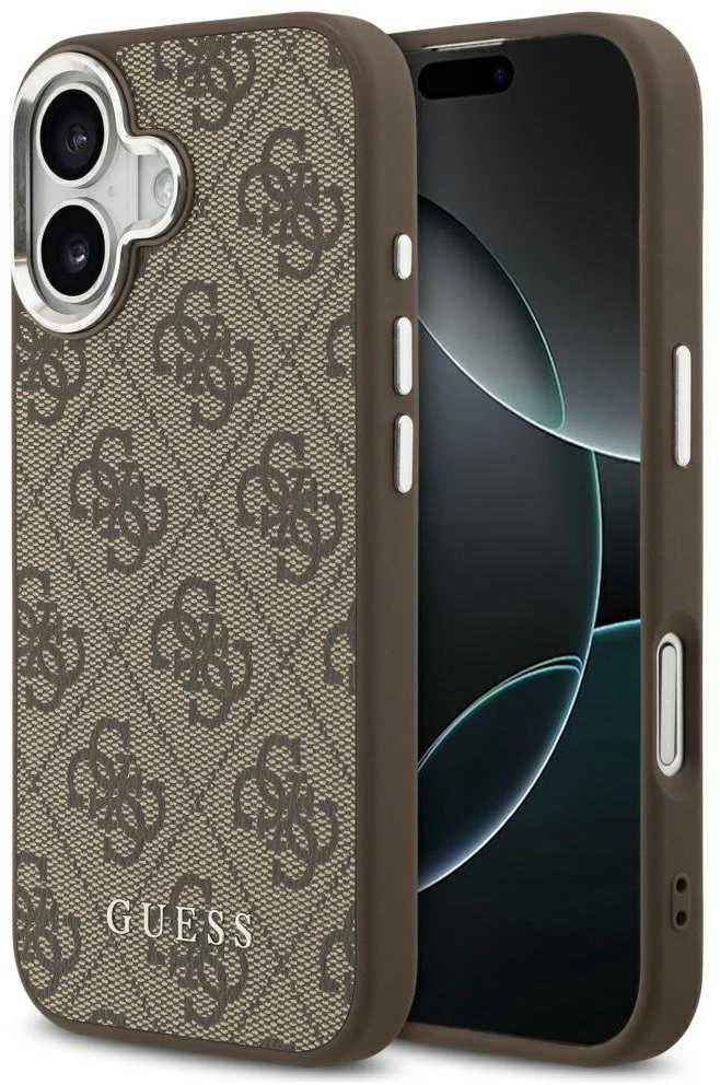Dėklas Guess 4G Classic Logo MagSafe skirtas Apple iPhone 17 rudos spalvos