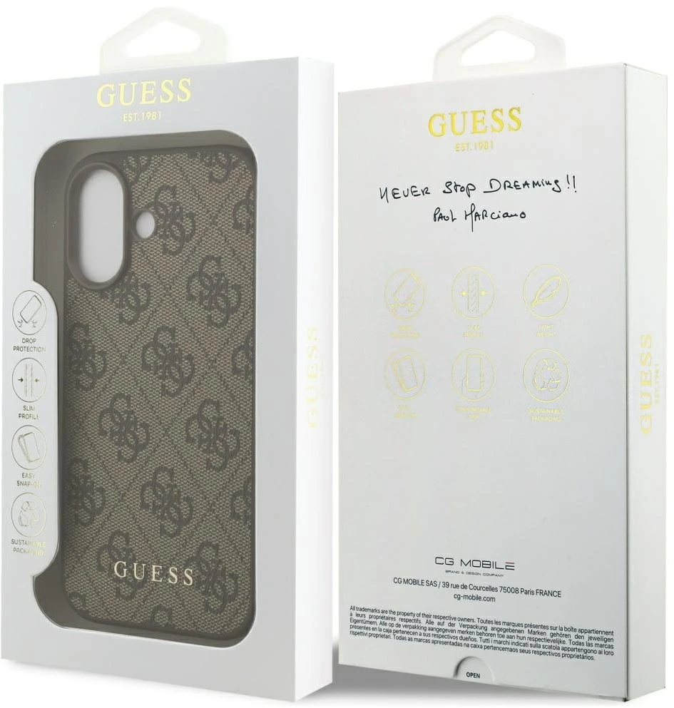 Guess 4G Classic Dėklas iPhone 17 rudos spalvos