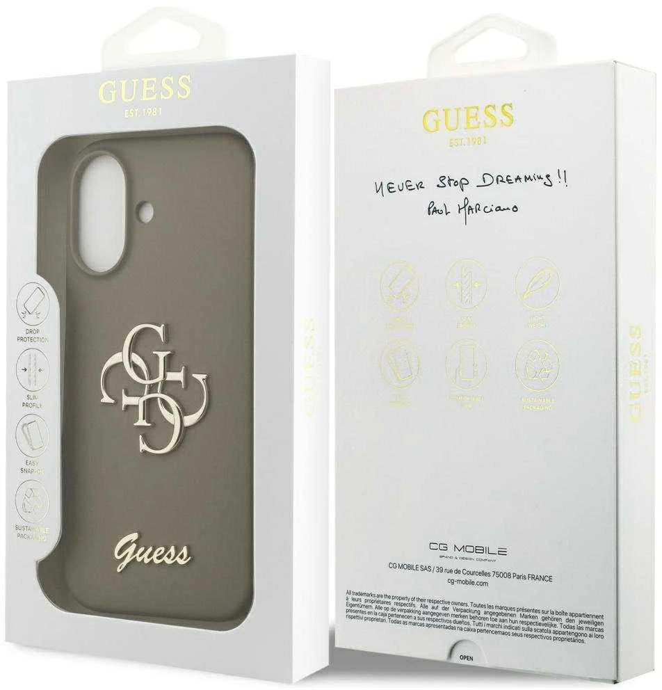 Guess Silicone Big 4G Script Dėklas Apple iPhone 17 rudos spalvos