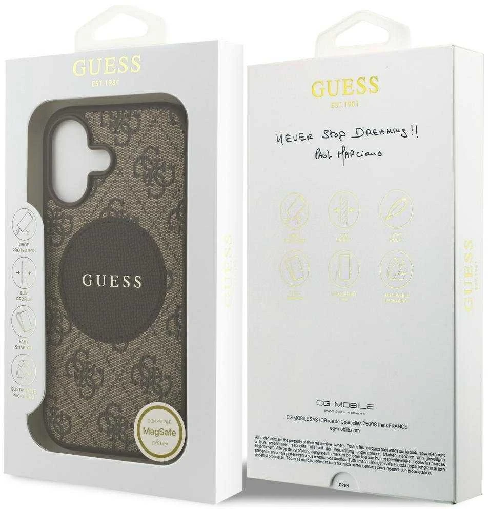 Dėklas Guess 4G Circle Classic Logo MagSafe Apple iPhone 17 rudos spalvos