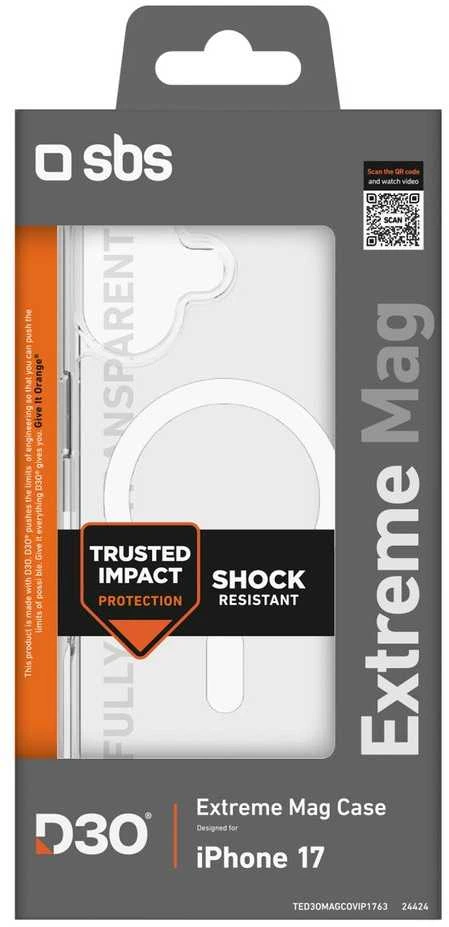 SBS Extreme Mag dėklas su D3O Technology skirtas Apple iPhone 17 – skaidrus