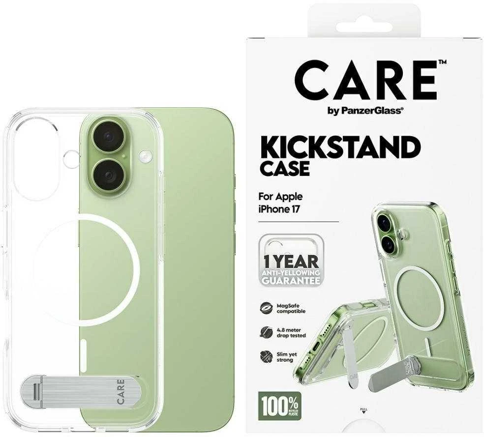 „Panzer Glass CARE by PanzerGlass“ apsauginis dėklas su atramėle „MagSafe“, skirtas „iPhone 17“ – permatomas