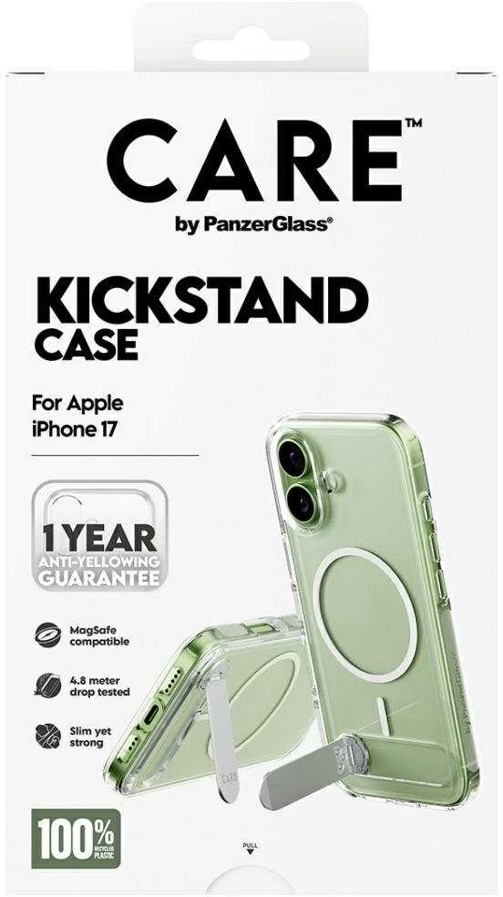 „Panzer Glass CARE by PanzerGlass“ apsauginis dėklas su atramėle „MagSafe“, skirtas „iPhone 17“ – permatomas