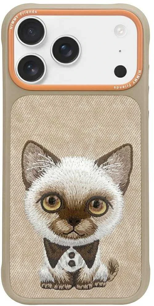 Nimmy Big Eyed Pet 2.0 Cat Dėklas Apple iPhone 17 rusvai gelsvas