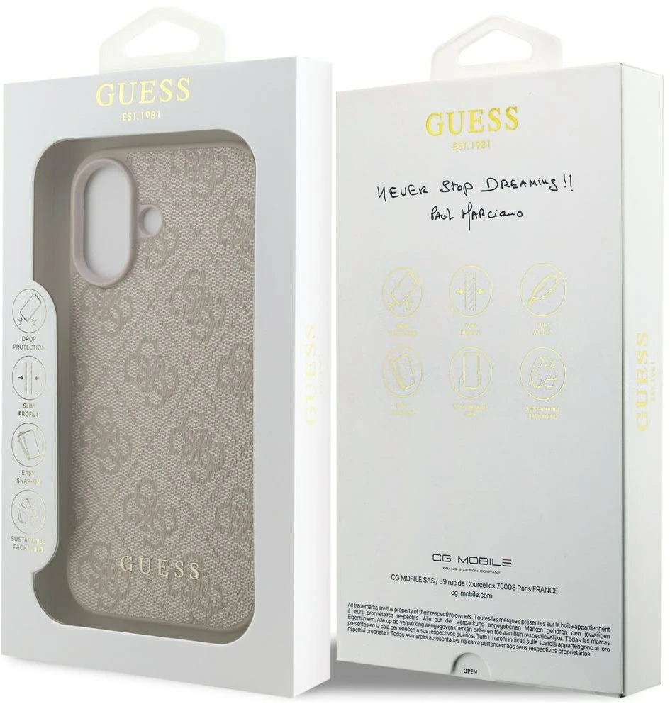 Guess 4G Classic dėklas skirtas Apple iPhone 17 rožinės spalvos