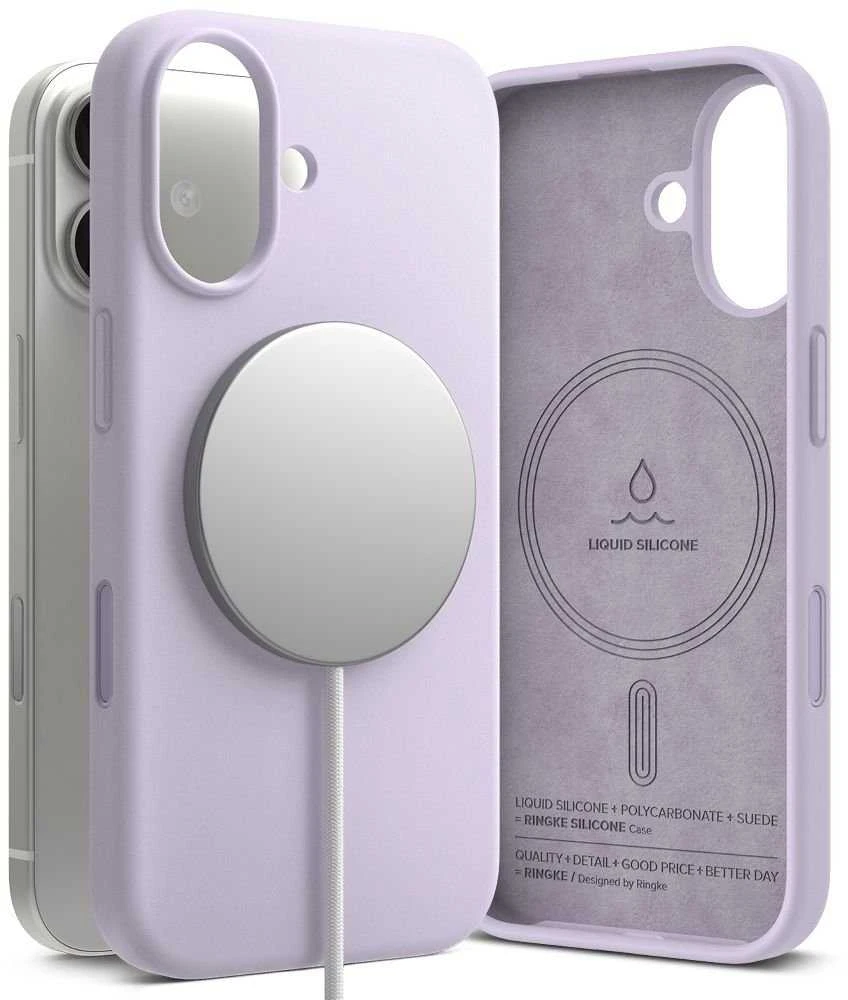 Ringke Silicone Magnetic MagSafe dėklas skirtas Apple iPhone 17 – violetinės spalvos